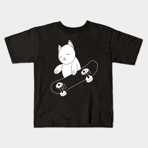 Silly Cat Skateboarding Kids T-Shirt by pako-valor